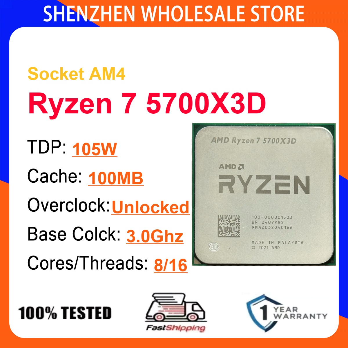 AMD Ryzen 7 5700X3D 8-Core 16- - Amd Cpu Ryzen 7 avaliação e preço