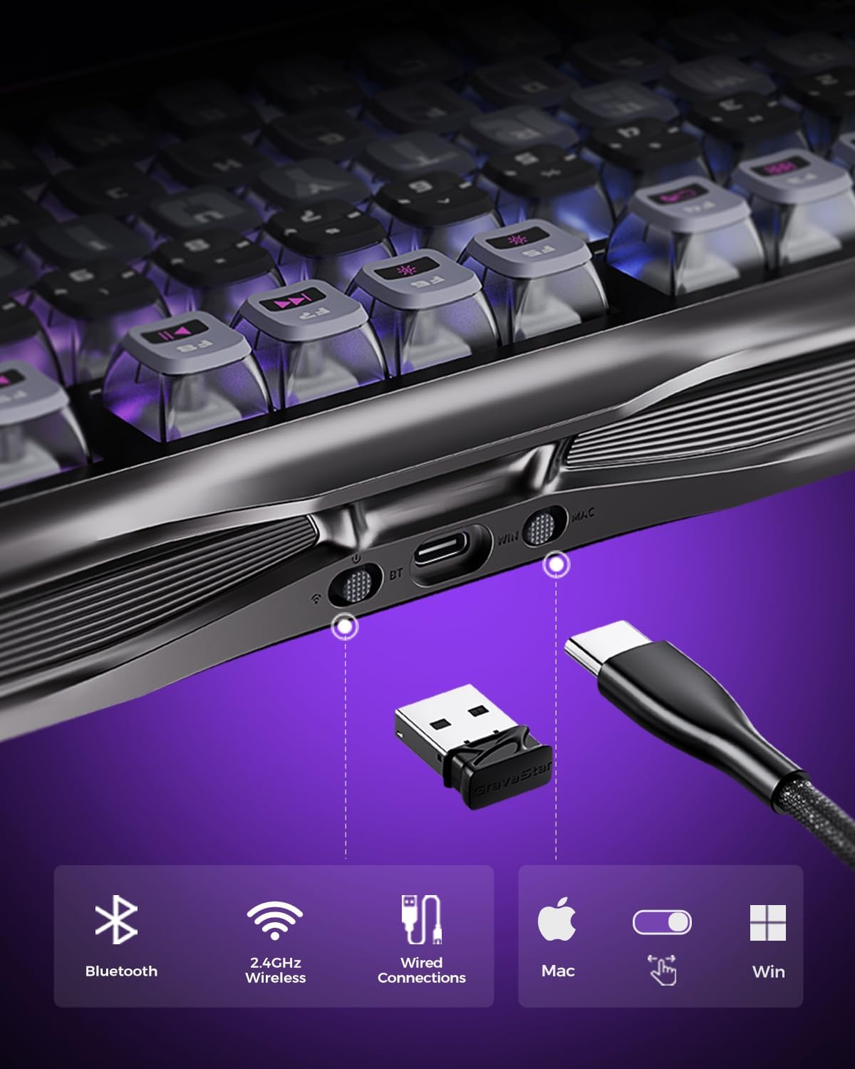 Teclado Mecânico Sem Fio Gravi - Gaming Keyboard Hot Swappable avaliação e preço